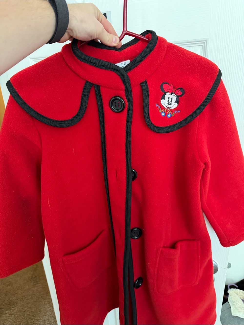 1990s Red Minnie Mouse Fleece Coat- Cozy Button-Up